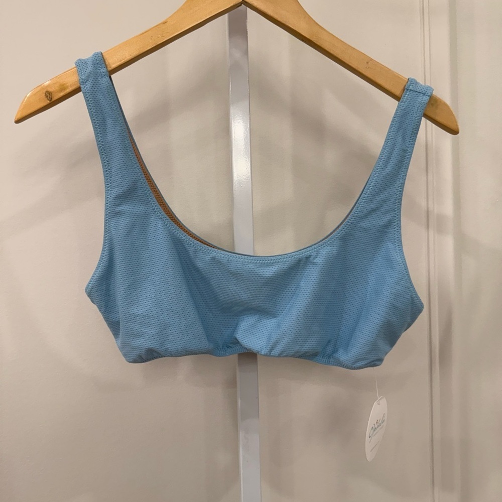 Cali Dreaming Blue Scoop Neck Bra with Wide Straps
